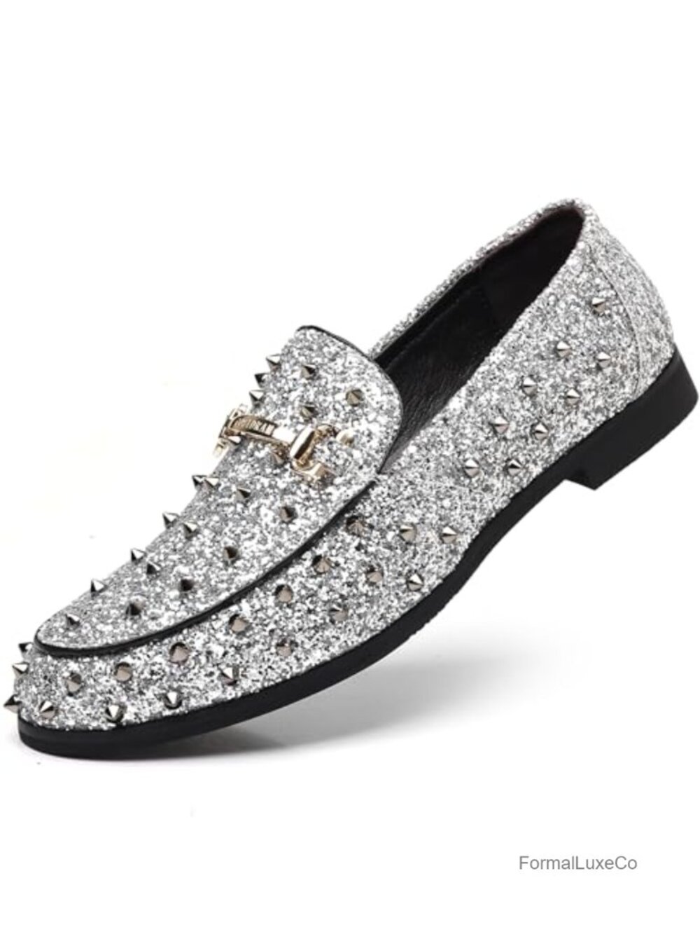 Mens Studded Glitter Dress Shoes Formal Loafers Soft Wedding Party
